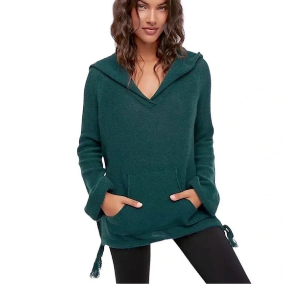 Free People Teal Optimistic Linen Blend Hoodie Size XS - Picture 11 of 11